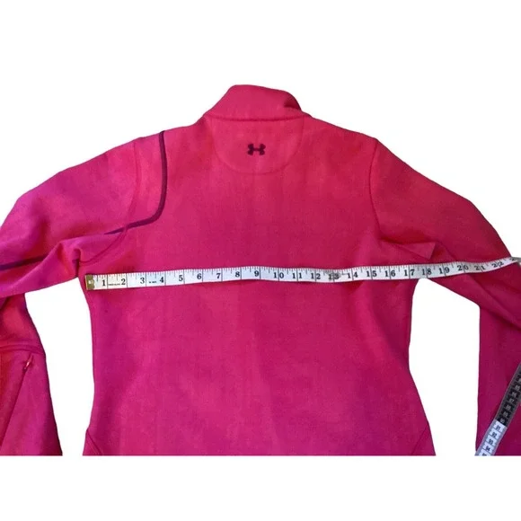 Under Armor Hot Pink pink Full Zip Jacket W/fuzzy Black Collar Women’s Small - Picture 5 of 7